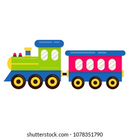 cartoon cute train vector with railway carriage
