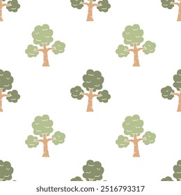 Cartoon cute tree seamless pattern.