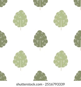 Cartoon cute tree seamless pattern.