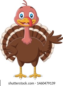 Cartoon cute turkey bird presenting