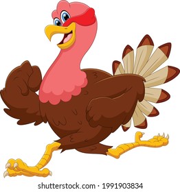 cartoon cute turkey bird running