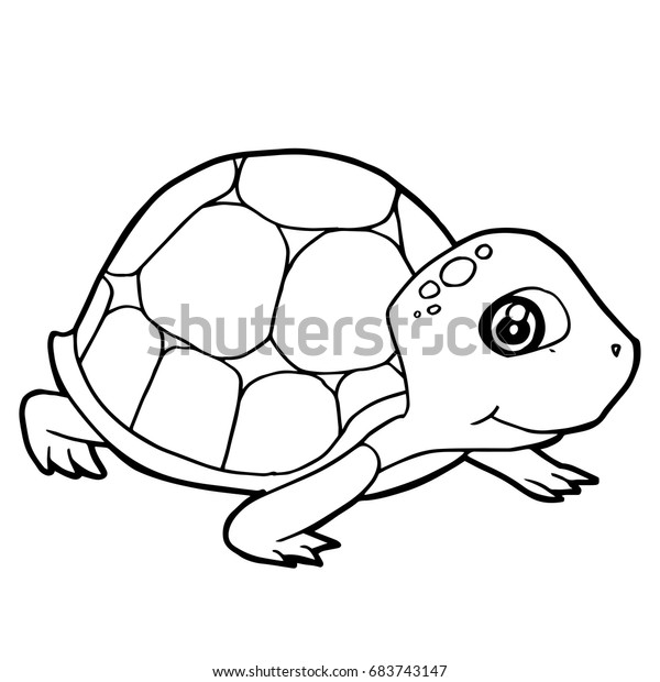 cartoon cute turtle coloring page vector stock vector