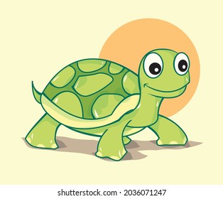 Cartoon-süße Schildkröte, Illustration für Symbole und mehr