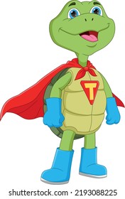 cartoon cute turtle in superhero costume