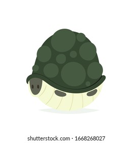 Cartoon cute turtle. Tortoise pretty character sleeping in tortoise-shell. Illustration isolated on white background. Save turtles concept. Postcard, print, placard design