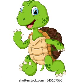 Cartoon cute turtle waving hand