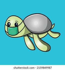 cartoon cute turtle wearing a mask