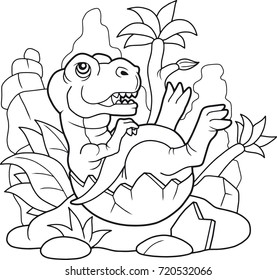 cartoon cute tyrannosaurus coloring book