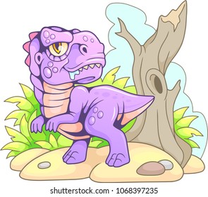 cartoon cute tyrannosaurus rex, funny illustration