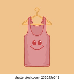 cartoon cute undershirt with hanger illustration