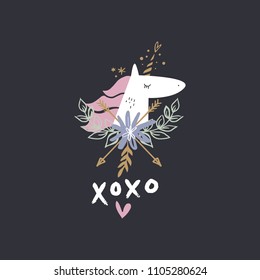 Cartoon cute unicorn art. Vector, clipart, isolated details. Editable elements.