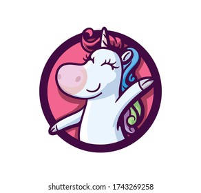 Cartoon Cute Unicorn Mascot Logo