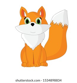 Cartoon  cute vector fox sitting.