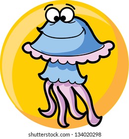 Cartoon cute vector jellyfish