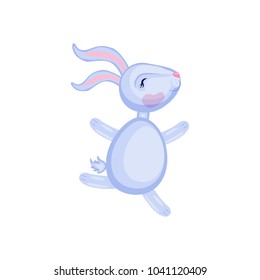 Cartoon cute vector rabbit running isolated on white, colorful illustration hare, farmer domestic kid animal, Character design for greeting cards, children invite, creation of alphabet, baby shower