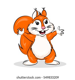 cartoon cute vector squirrel at the white background