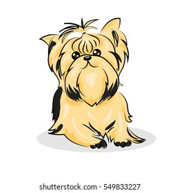 cartoon cute vector yorkshire terrier at the white background