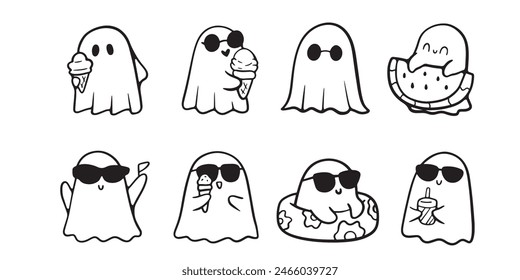 cartoon 
cute veiled ghost halloween summer 
Cute coloring book. Hand drawn. Vector illustration.