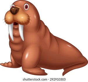 Cartoon cute walrus