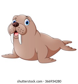 Cartoon cute walrus