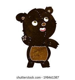 cartoon cute waving black bear teddy