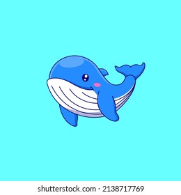 Cartoon cute whale. Vector illustration