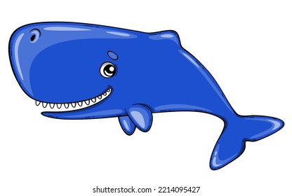 Cartoon cute whale. Vector illustration of a cute sea animal.