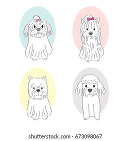 cartoon cute white dogs vector.