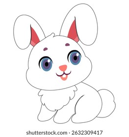 Cartoon Cute White Rabbit Digital Icon Source  Vectors Illustration 