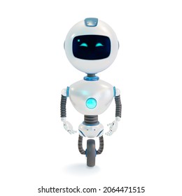 Cartoon Cute White Robot Character Mascot Isolated on a Background. Vector illustration of Technology Machine Support Service