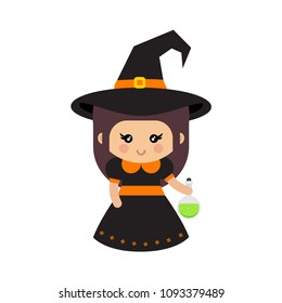 cartoon cute witch with magic potion