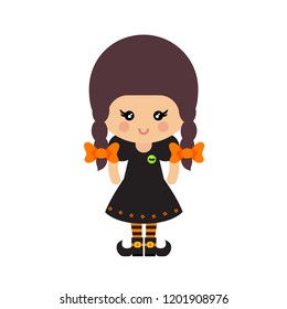 cartoon cute witch vector with braids