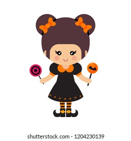 cartoon cute witch vector with magic candies