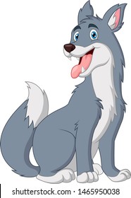 Cartoon cute the wolf sitting