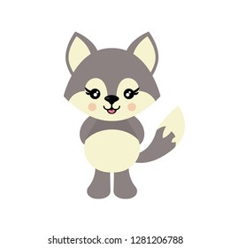 cartoon cute wolf vector