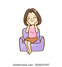 Cartoon cute women character vector.