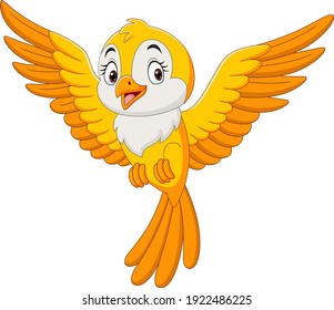 Cartoon Cute Yellow Bird Flying