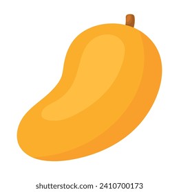 Cartoon cute yellow mango icon vector clipart illustration image design for kids and children books for learning fruits and alphabet