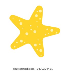Cartoon cute yellow starfish. Vector funny sea animal. Flat icon.