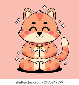 Cartoon cute yoga cat relaxing 