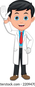 Cartoon Cute Young Doctor  Waving