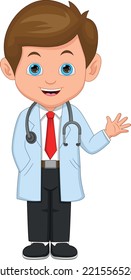 Cartoon Cute Young Doctor  Waving