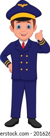 Cartoon Cute Young Pilot Thumbs Up