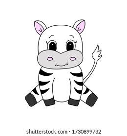 Cartoon cute zebra. Vector illustration for children.