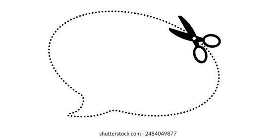 Cartoon cutout, coupon line pattern. Scissors icon. Snip markers. Flat vector cut lines. Scissor for cutting coupon, voucher or paper. For dotted line with shears or scissors cut lines symbol. 