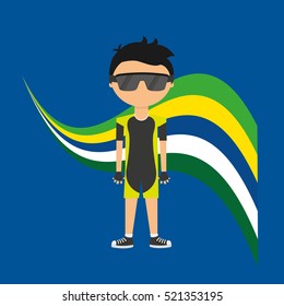 cartoon cycling player brazilian label vector illustration eps 10