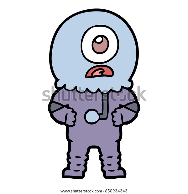 Cartoon Cyclops Alien Spaceman Stock Vector Royalty Free 650934343