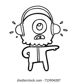 ciclismo de dibujos animados espía alienígena escuchando música