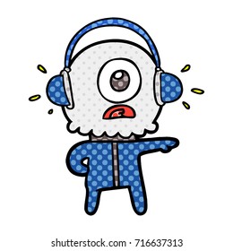 desenhos animados ciclopes alienígena espaço ouvindo música