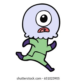 cartoon cyclops alien spaceman running